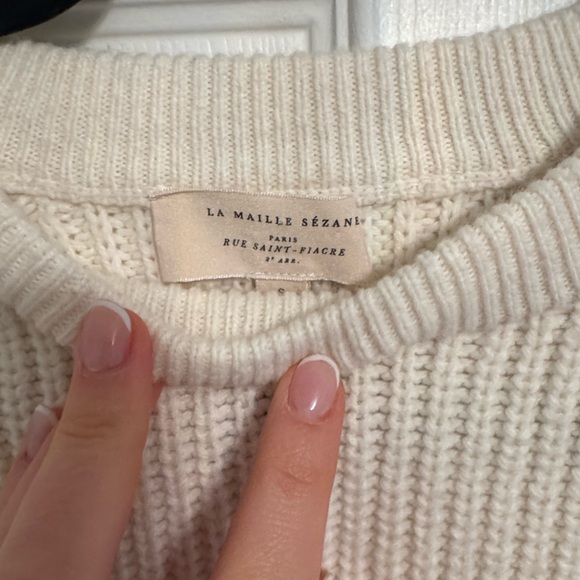 Sezane Cream Knit Sweater with Button Accents - Picture 3 of 5